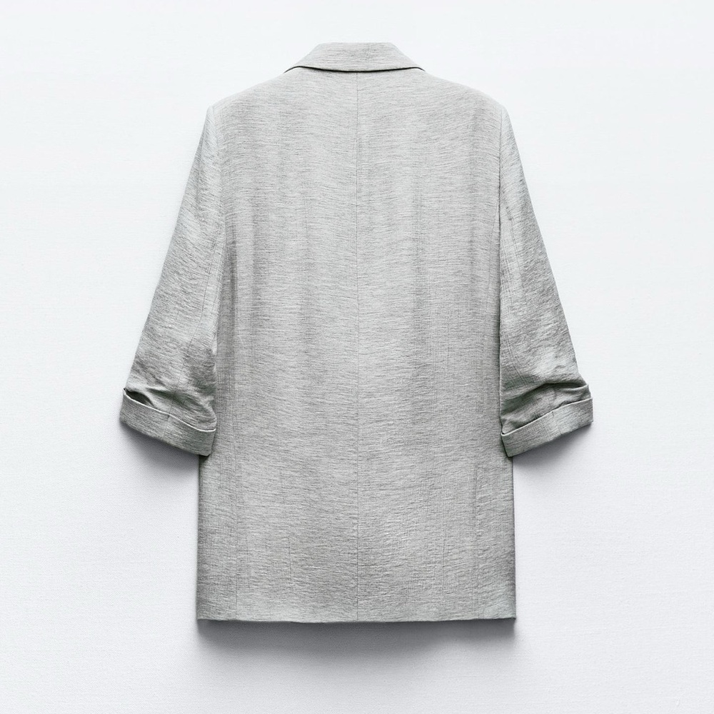 Zara NWT Grey Rolled Sleeve Blazer - Picture 4 of 9